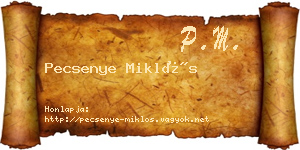 Pecsenye Miklós névjegykártya